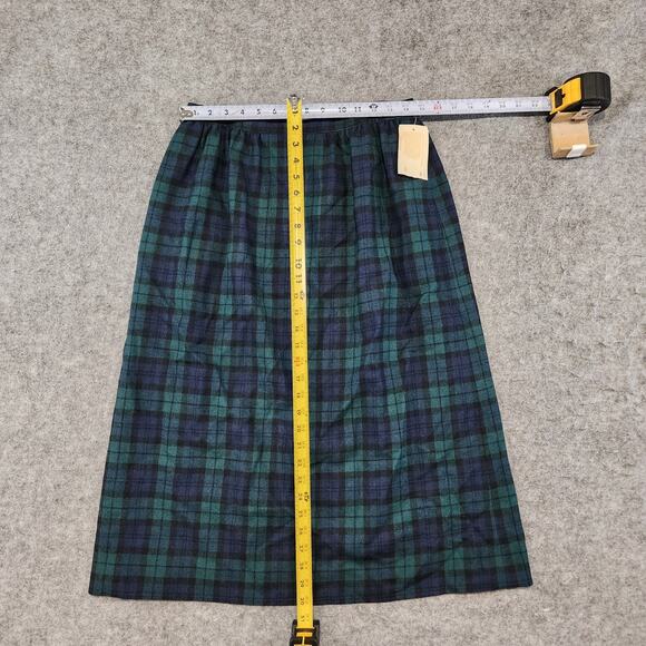 VTG Pendleton Womens 12 Pleated Midi Skirt Black Watch Tartan Plaid Virgin Wool - Picture 8 of 16
